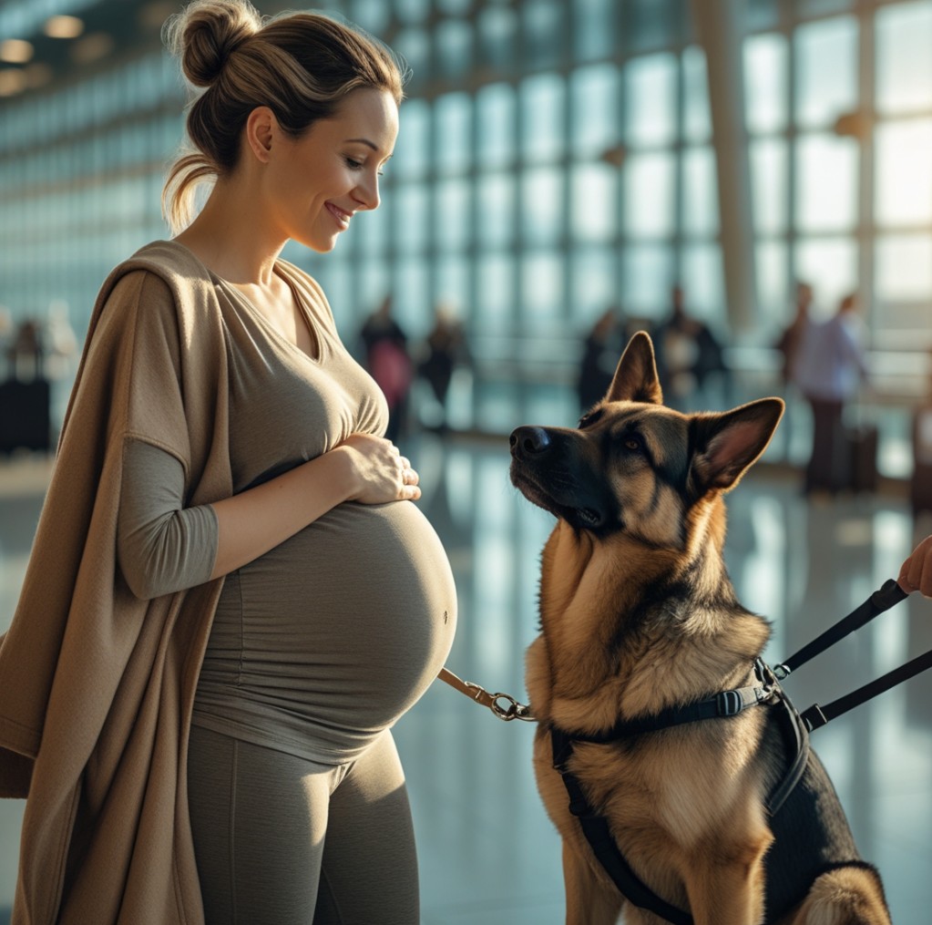 Diensthund beobachtet Schwangere