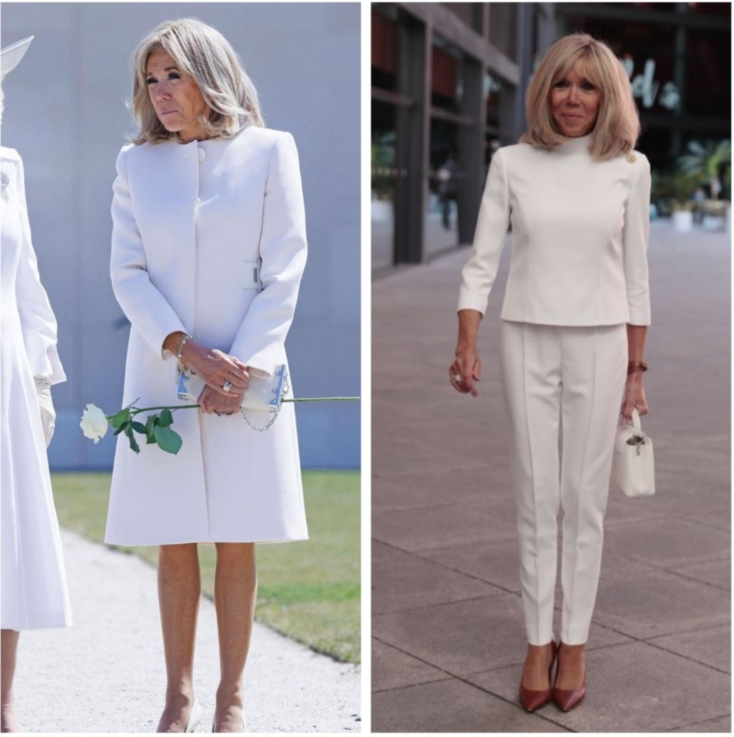 Brigitte Macron weiße Kleidung