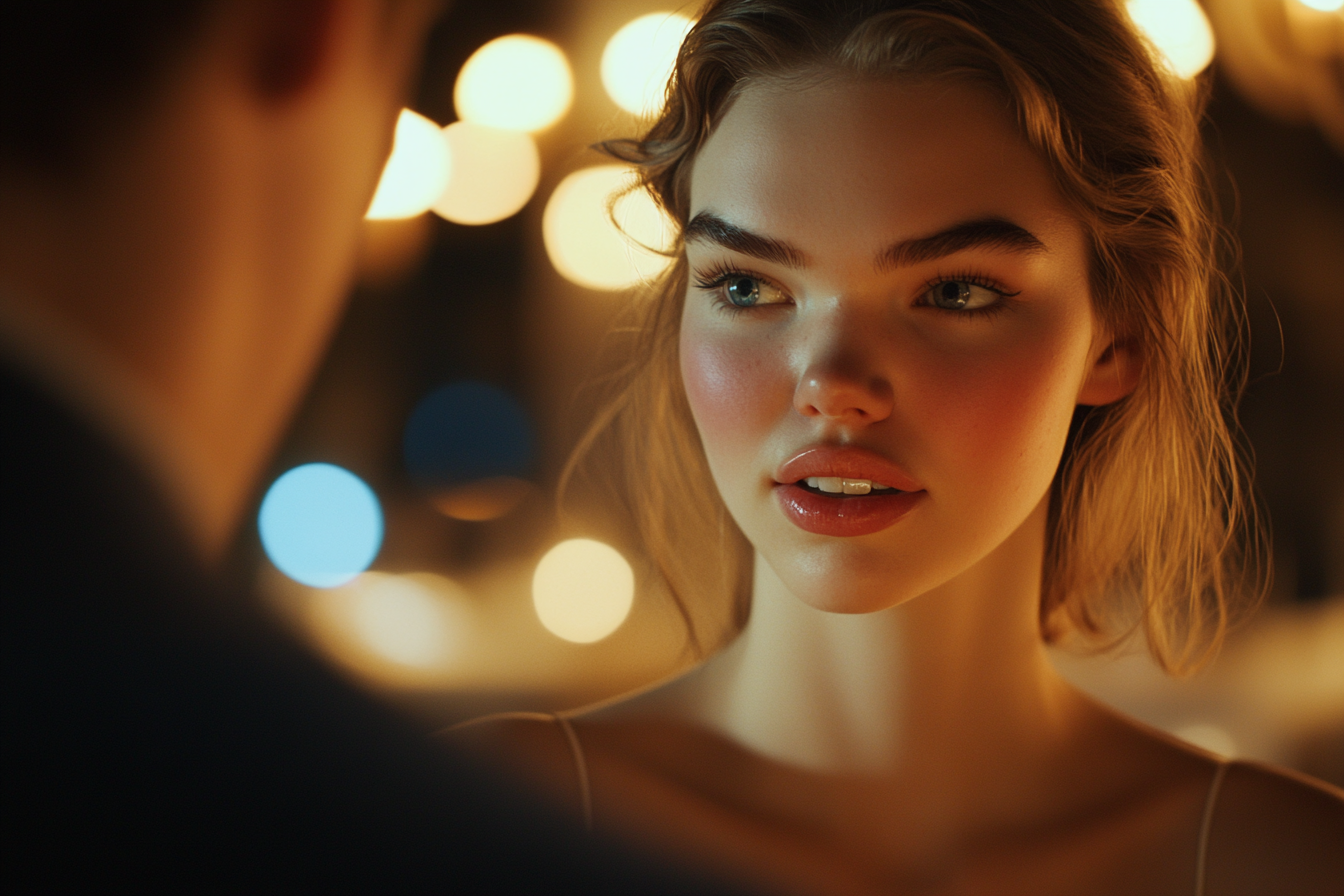 Eine Frau spricht mit ihrem Verlobten