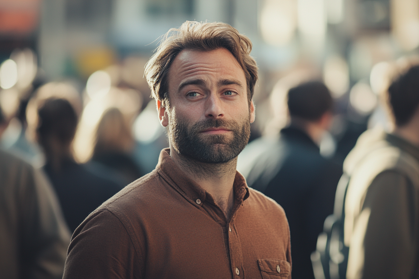 Ein stilvoller Mann steht im Freien